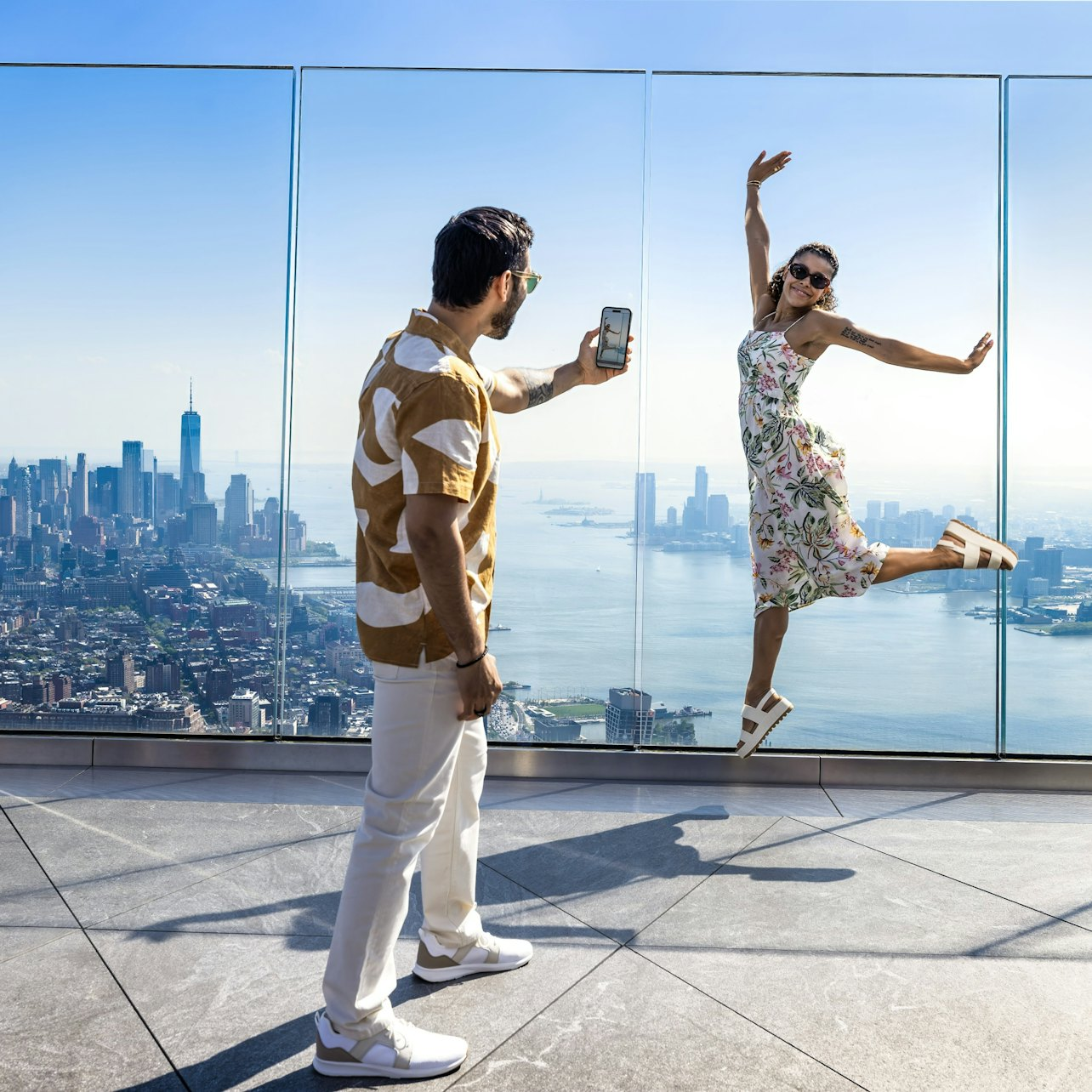 Experience stunning 360-degree views of New York City from Edge capturing unforgettable moments against the skyline as you enjoy the heights of Hudson Yards.